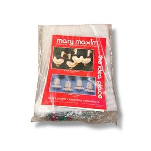 Mary Maxim Vintage Needlepoint Kit Lace Bells Christmas Ornaments DIY Deadstock